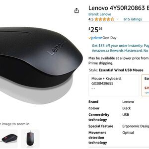 Brand new_Lenovo 4Y50R20863 Essential USB Mouse